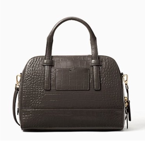 Kate Spade Gray Croc-Embossed Satchel with Gold Hardware  NWOT - Picture 12 of 14